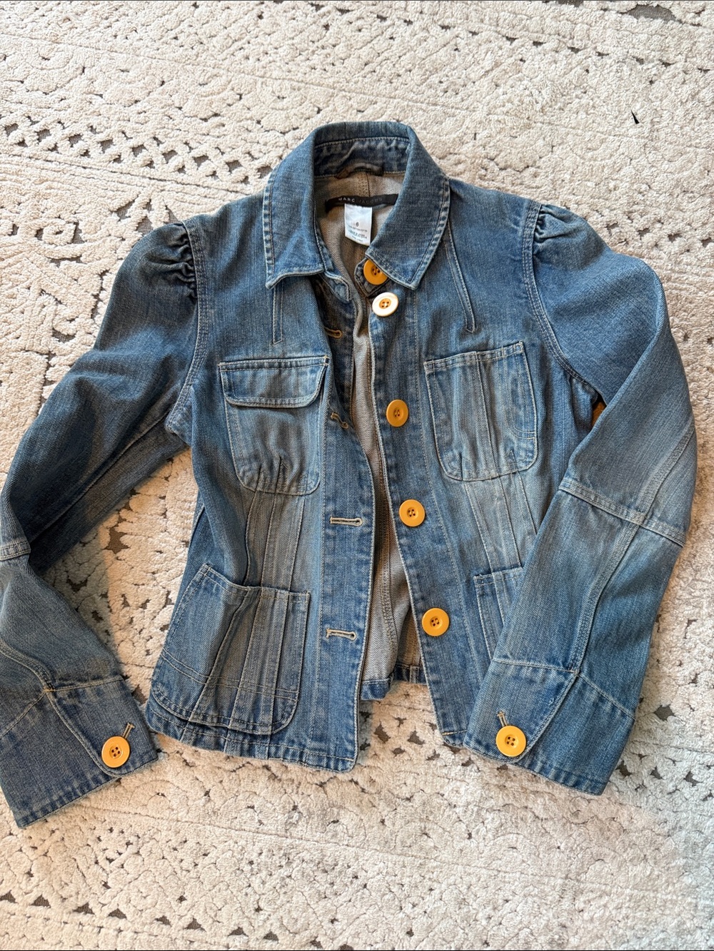 Marc Jacobs Blue Denim Jacket with Yellow Buttons